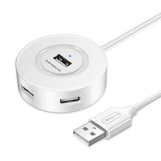 Mindpure US018 Computer Expansion USB2.0 4 Ports HUB, Length: 0.5m White - USB HUB by Mindpure | Online Shopping UK | buy2fix