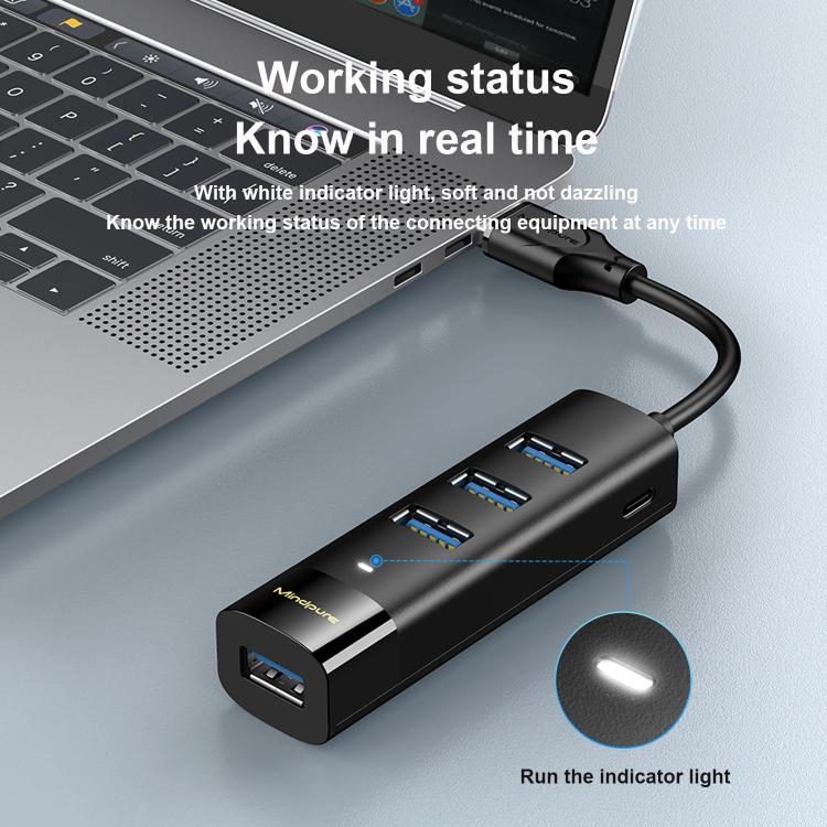 Mindpure US023 1.5m Type-C To 4-port USB3.0 Long Hub Docking Station Splitter - USB 3.0 HUB by Mindpure | Online Shopping UK | buy2fix