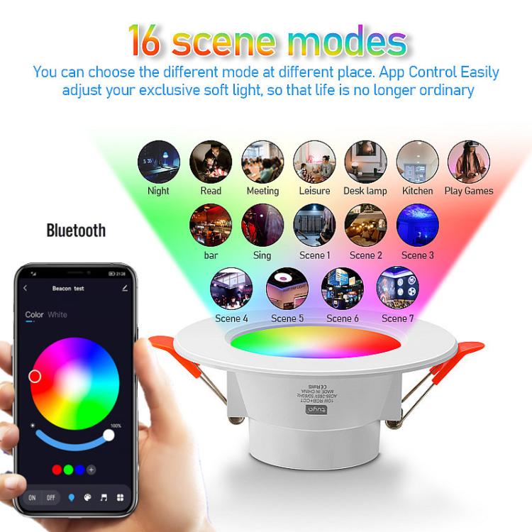 Tuya Bluetooth Smart Ceiling Lamp Round Recessed RGBCW Color Changing Dimmable Ceiling Light AC85-265V - Smart Light Bulbs by buy2fix | Online Shopping UK | buy2fix