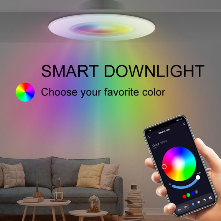 Tuya Bluetooth Smart Ceiling Lamp Round Recessed RGBCW Color Changing Dimmable Ceiling Light AC85-265V - Smart Light Bulbs by buy2fix | Online Shopping UK | buy2fix