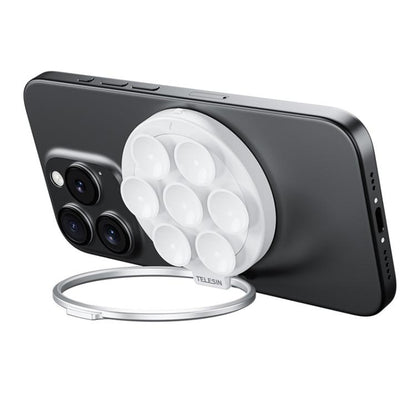TELESIN MagSafe Suction Cup Mobile Phone Holder Mirror Glass Selfie Mount Portable Silicone Ring Holder(White) - Ring Holder by TELESIN | Online Shopping UK | buy2fix