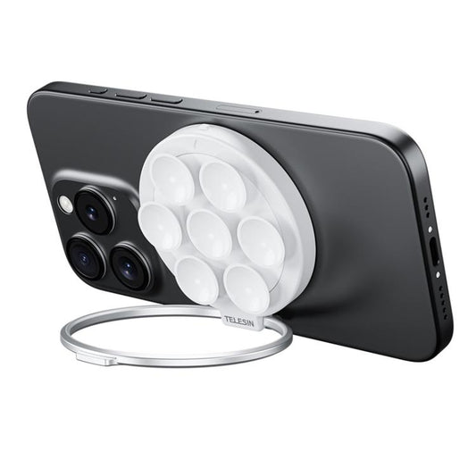 TELESIN MagSafe Suction Cup Mobile Phone Holder Mirror Glass Selfie Mount Portable Silicone Ring Holder(White) - Ring Holder by TELESIN | Online Shopping UK | buy2fix