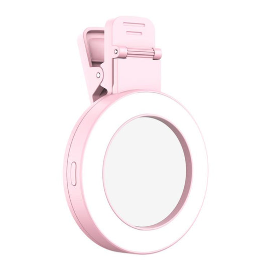 Foldable Clip-type Mobile Phone Rear Selfie Mirror Fill Light, Color: Pink