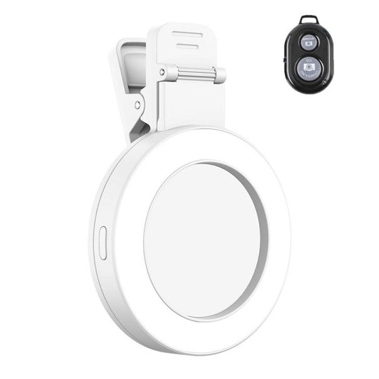 Foldable Clip-type Mobile Phone Rear Selfie Mirror Fill Light, Color: White with Remote Control
