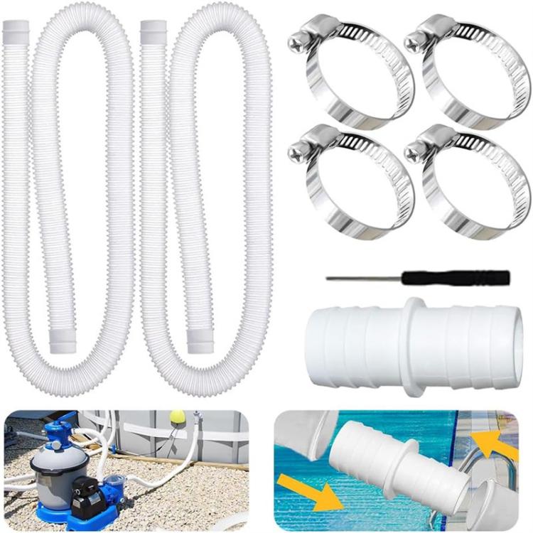 32mm Pool Hose + Connector + Screwdriver For Intex 300 GPH/530 GPH, Length: 1.5m White Hose - Swimming Pool Parts by buy2fix | Online Shopping UK | buy2fix