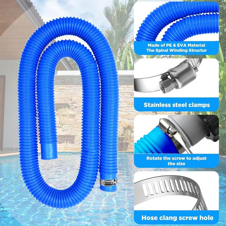 32mm Pool Hose + Connector + Screwdriver For Intex 300 GPH/530 GPH, Length: 1.5m Blue Hose - Swimming Pool Parts by buy2fix | Online Shopping UK | buy2fix