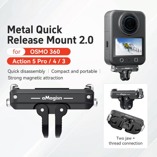 For DJI Osmo 360/Action 5 Pro/4/3 aMagisn Metal Magnetic Quick Release Mount Dual Interface Adapter(Black) - Mount & Holder by aMagisn | Online Shopping UK | buy2fix