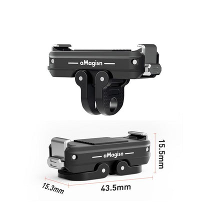 For DJI Osmo 360/Action 5 Pro/4/3 aMagisn Metal Magnetic Quick Release Mount Dual Interface Adapter(Black) - Mount & Holder by aMagisn | Online Shopping UK | buy2fix