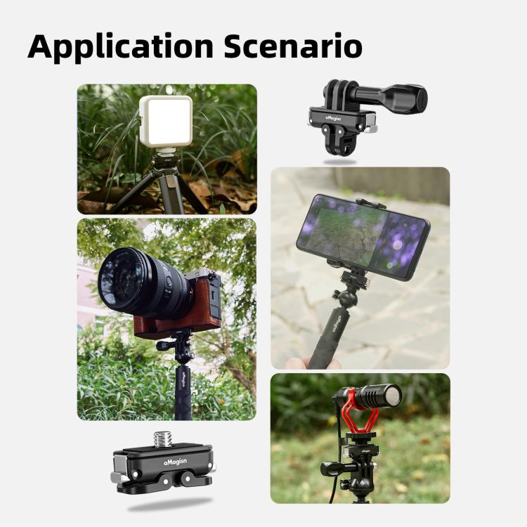 aMagisn Mini Quick Release Mount for Sports Cameras, Spec: 1/4 Inch Base + 1/4 Inch Cover - Quick Release Plate by aMagisn | Online Shopping UK | buy2fix