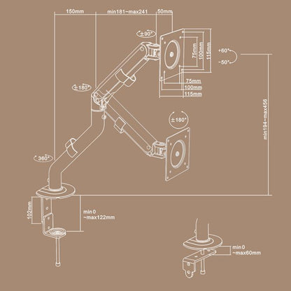 For 15-32 Inch Monitor Bracket Adjustable Gas Spring Computer Screen Desk Mount Stand(White) - Laptop Stand by buy2fix | Online Shopping UK | buy2fix