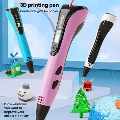 3D Printing Pen Kids Education Drawing DIY Doodle Stereoscopic Drawing 3D Pen(Blue) - 3D Printer by buy2fix | Online Shopping UK | buy2fix