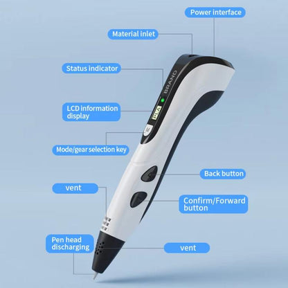 3D Printing Pen Kids Education Drawing DIY Doodle Stereoscopic Drawing 3D Pen(White) - 3D Printer by buy2fix | Online Shopping UK | buy2fix