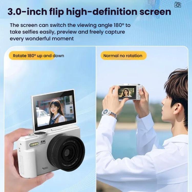 W1 5K HD Digital Camera 75MP 18X Digital Zoom WiFi Video Recorder With Flip Screen(Black) - Video Cameras by buy2fix | Online Shopping UK | buy2fix