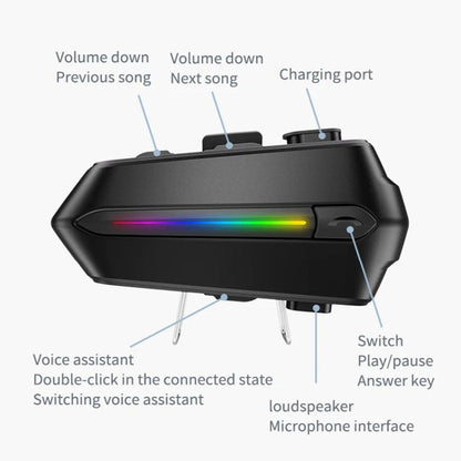 C5S IPX6 Waterproof CVC Noise Reduction Motorcycle Helmet Bluetooth Headset, Spec: Soft and Hard Mics - Motorcycle Walkie Talkie by buy2fix | Online Shopping UK | buy2fix