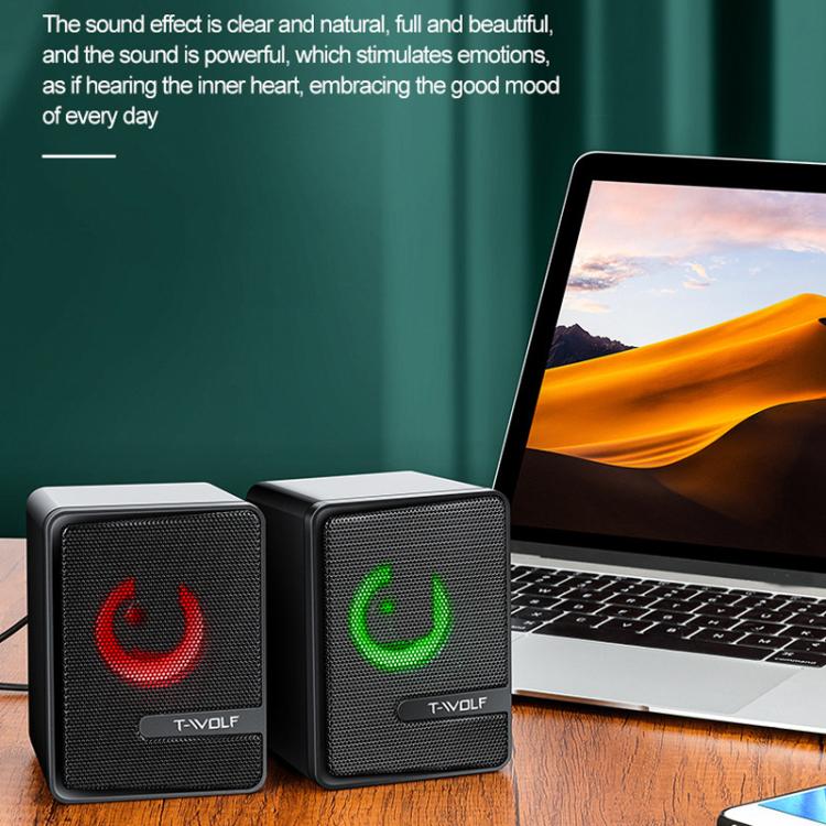 T-WOLF S3 USB/3.5mm Desktop Speakers For Phone / PC / Laptop Dual Diaphragm Subwoofer Sound System(Black) -  by T-WOLF | Online Shopping UK | buy2fix