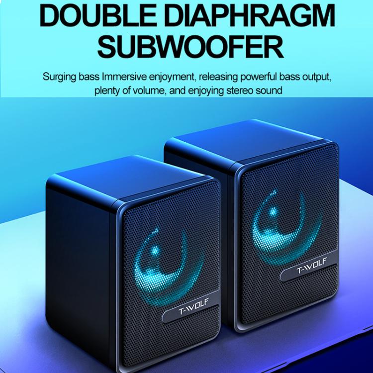 T-WOLF S3 USB/3.5mm Desktop Speakers For Phone / PC / Laptop Dual Diaphragm Subwoofer Sound System(Black) -  by T-WOLF | Online Shopping UK | buy2fix