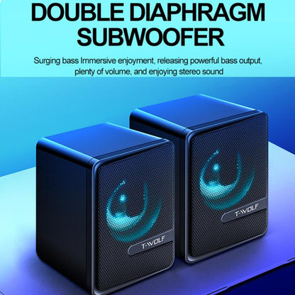 T-WOLF S3 USB/3.5mm Desktop Speakers For Phone / PC / Laptop Dual Diaphragm Subwoofer Sound System(Black) -  by T-WOLF | Online Shopping UK | buy2fix