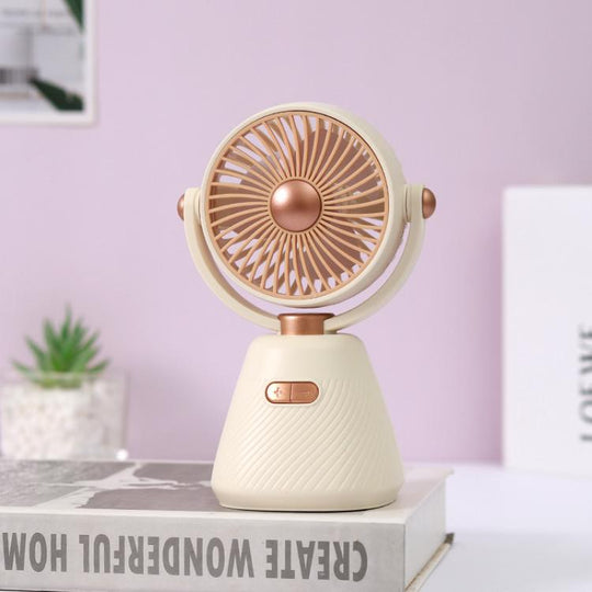 Desktop 100-speed Mini Student Bedroom Fan Portable USB Rechargeable Desktop Small Fan(Beige)