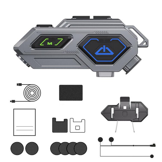 C8Pro IPX7 Waterproof Two-Person Intercom Helmet Bluetooth Headset With Flashlight, Spec: Soft Mic
