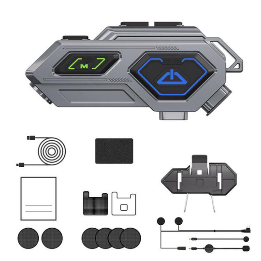 C8Pro IPX7 Waterproof Two-Person Intercom Helmet Bluetooth Headset With Flashlight, Spec: Soft and Hard Mics