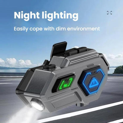 C8Pro IPX7 Waterproof Two-Person Intercom Helmet Bluetooth Headset With Flashlight, Spec: Soft Mic - Motorcycle Walkie Talkie by buy2fix | Online Shopping UK | buy2fix