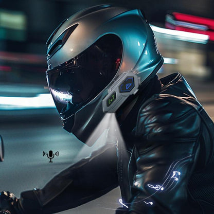 C8Pro IPX7 Waterproof Two-Person Intercom Helmet Bluetooth Headset With Flashlight, Spec: Soft and Hard Mics - Motorcycle Walkie Talkie by buy2fix | Online Shopping UK | buy2fix