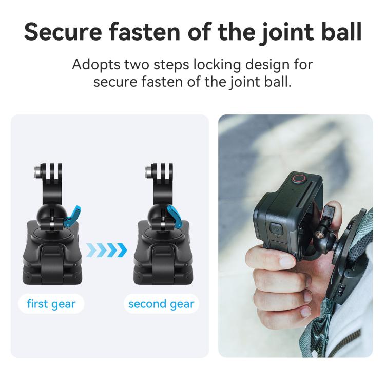 aMagisn 360-degree Rotation Ball Head Backpack Clip for Camera & Smartphone(Black) - Backpack Clip by aMagisn | Online Shopping UK | buy2fix