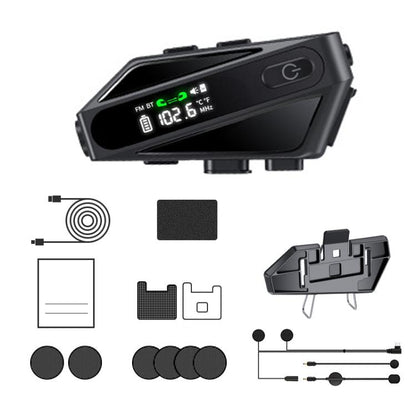 C6 IPX6 Waterproof LED Lighting Wireless Intercom Helmet Bluetooth Headset, Spec: Soft and Hard Mics - Motorcycle Walkie Talkie by buy2fix | Online Shopping UK | buy2fix