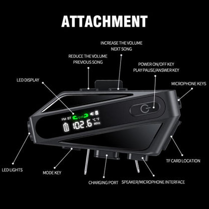 C6 IPX6 Waterproof LED Lighting Wireless Intercom Helmet Bluetooth Headset, Spec: Soft and Hard Mics - Motorcycle Walkie Talkie by buy2fix | Online Shopping UK | buy2fix