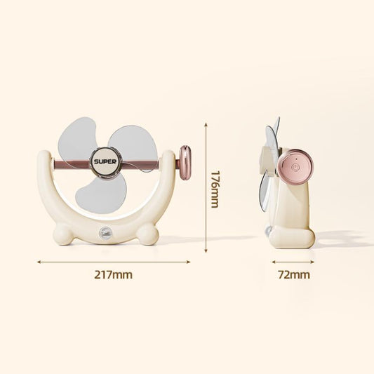 Multifunctional Fan Light Sound Big Wind Power With Light Wall Mounted Long Life Desktop Small Ceiling Fan, Color: Rechargeable Beige - Electric Fans by buy2fix | Online Shopping UK | buy2fix