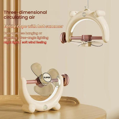 Multifunctional Fan Light Sound Big Wind Power With Light Wall Mounted Long Life Desktop Small Ceiling Fan, Color: Remote Control Beige - Electric Fans by buy2fix | Online Shopping UK | buy2fix