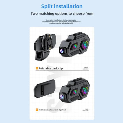 C8Max Motorcycle Intercom Video Helmet Bluetooth Headset HD Video Recorder, Spec: Soft and Hard Mics - Motorcycle Walkie Talkie by buy2fix | Online Shopping UK | buy2fix