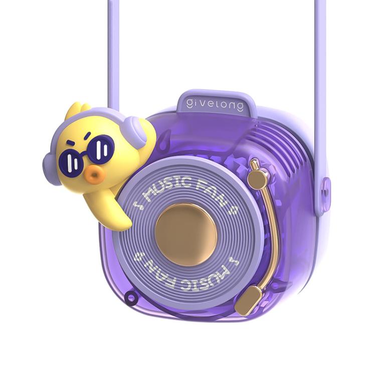 Givelong Cute Cool Pet DJ Lanyard Small Fan USB Rechargeable Compact Portable Bladeless Neck Fan(Cool Duck) - Electric Fans by Givelong | Online Shopping UK | buy2fix