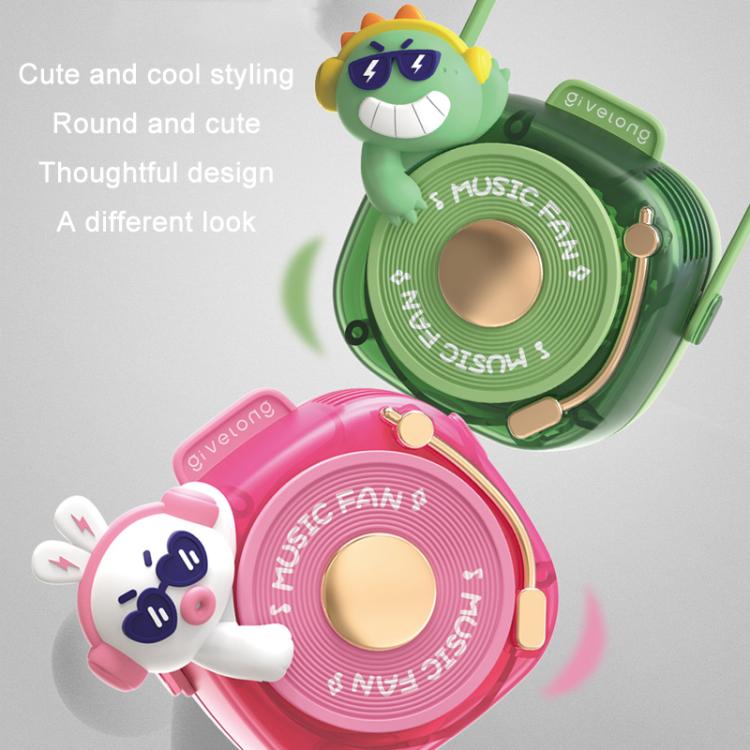 Givelong Cute Cool Pet DJ Lanyard Small Fan USB Rechargeable Compact Portable Bladeless Neck Fan(Cool Dragon) - Electric Fans by Givelong | Online Shopping UK | buy2fix