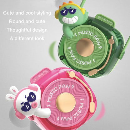 Givelong Cute Cool Pet DJ Lanyard Small Fan USB Rechargeable Compact Portable Bladeless Neck Fan(Cool Bear) - Electric Fans by Givelong | Online Shopping UK | buy2fix