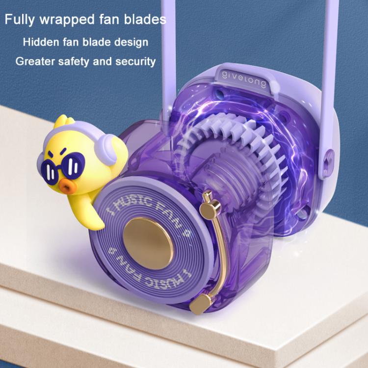 Givelong Cute Cool Pet DJ Lanyard Small Fan USB Rechargeable Compact Portable Bladeless Neck Fan(Cool Duck) - Electric Fans by Givelong | Online Shopping UK | buy2fix