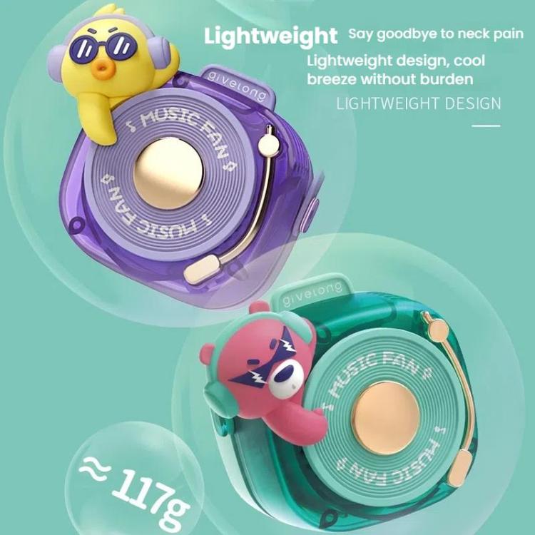 Givelong Cute Cool Pet DJ Lanyard Small Fan USB Rechargeable Compact Portable Bladeless Neck Fan(Cool Dragon) - Electric Fans by Givelong | Online Shopping UK | buy2fix