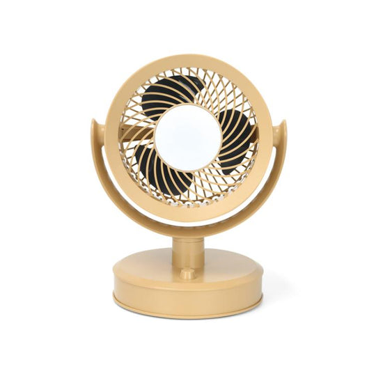 Desktop Fan Outdoor Student Office Portable Rechargeable USB Tabletop Small Fan, Color: With Light (Khaki)
