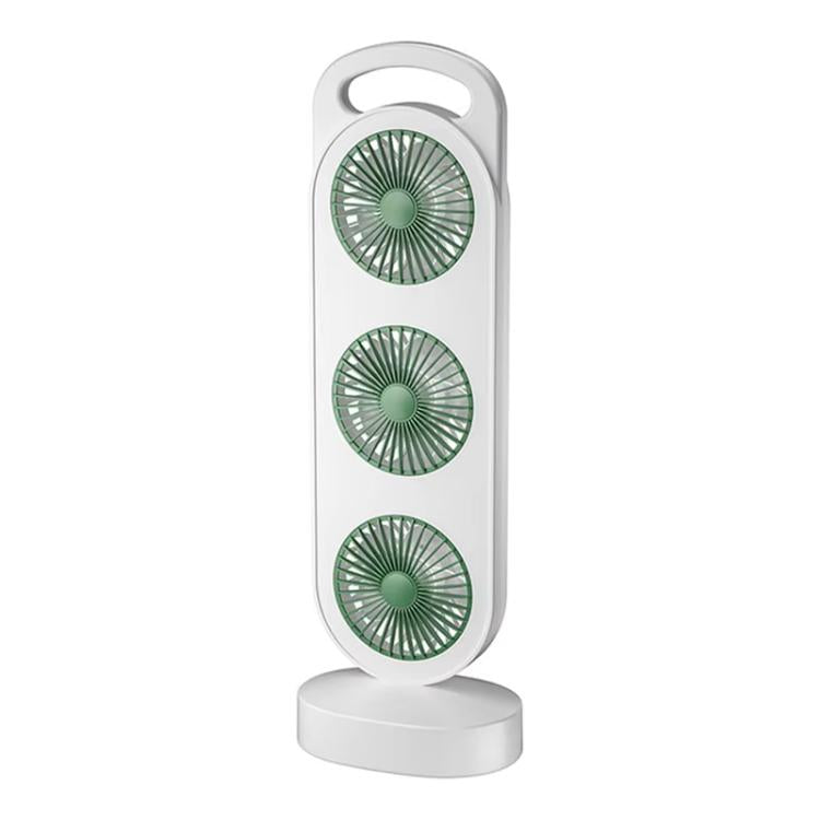Simple Triple Turbine Design Fan Large Wind Desktop USB Charging Portable Home Outdoor Dormitory Fan(White-green) - Electric Fans by buy2fix | Online Shopping UK | buy2fix