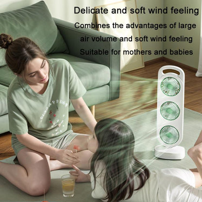 Simple Triple Turbine Design Fan Large Wind Desktop USB Charging Portable Home Outdoor Dormitory Fan(White-orange) - Electric Fans by buy2fix | Online Shopping UK | buy2fix