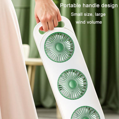 Simple Triple Turbine Design Fan Large Wind Desktop USB Charging Portable Home Outdoor Dormitory Fan(White-green) - Electric Fans by buy2fix | Online Shopping UK | buy2fix