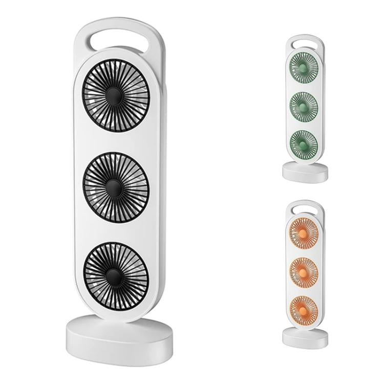Simple Triple Turbine Design Fan Large Wind Desktop USB Charging Portable Home Outdoor Dormitory Fan(White-black) - Electric Fans by buy2fix | Online Shopping UK | buy2fix