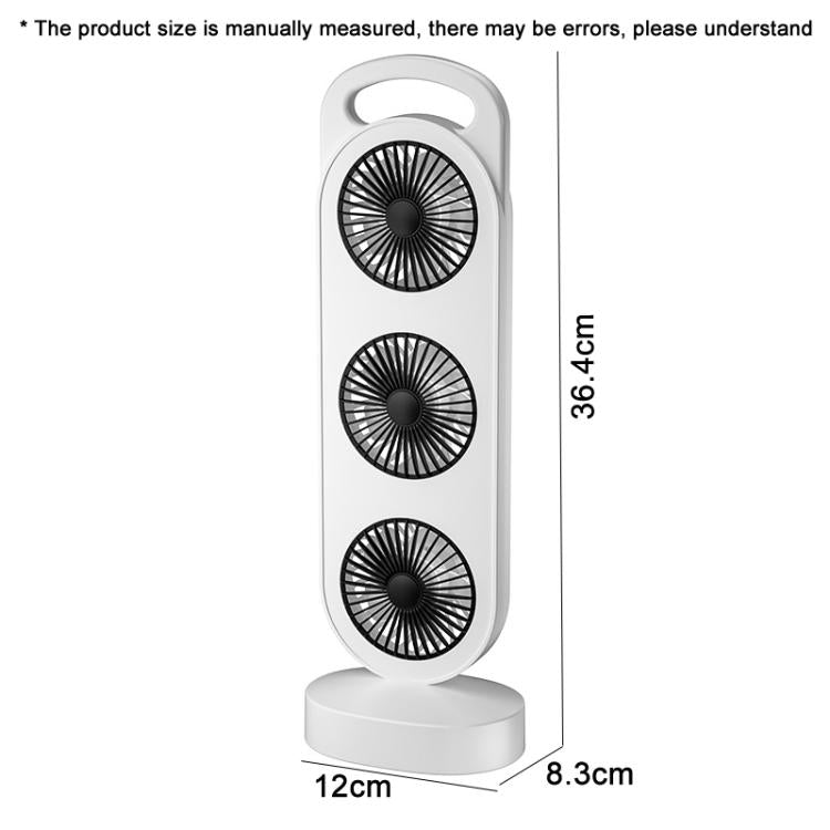 Simple Triple Turbine Design Fan Large Wind Desktop USB Charging Portable Home Outdoor Dormitory Fan(White-orange) - Electric Fans by buy2fix | Online Shopping UK | buy2fix