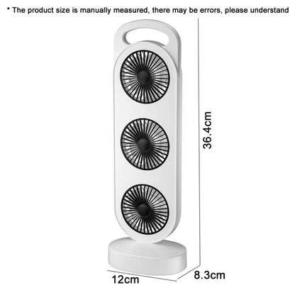 Simple Triple Turbine Design Fan Large Wind Desktop USB Charging Portable Home Outdoor Dormitory Fan(White-orange) - Electric Fans by buy2fix | Online Shopping UK | buy2fix