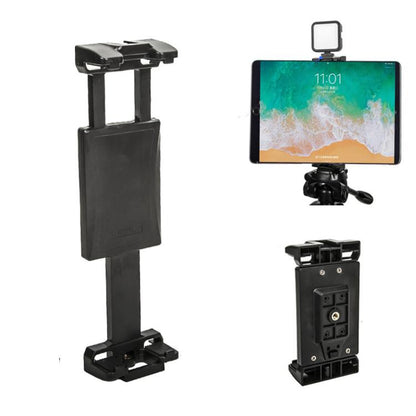 YUNTENG VCT-320 Adjustable Hot Shoe Tablet & Phone Mount Clamp Holder with Dual 1/4 Inch Screw Holes for 5.1-9.9 Inch Devices(Black) - Desktop Holder by YUNTENG | Online Shopping UK | buy2fix