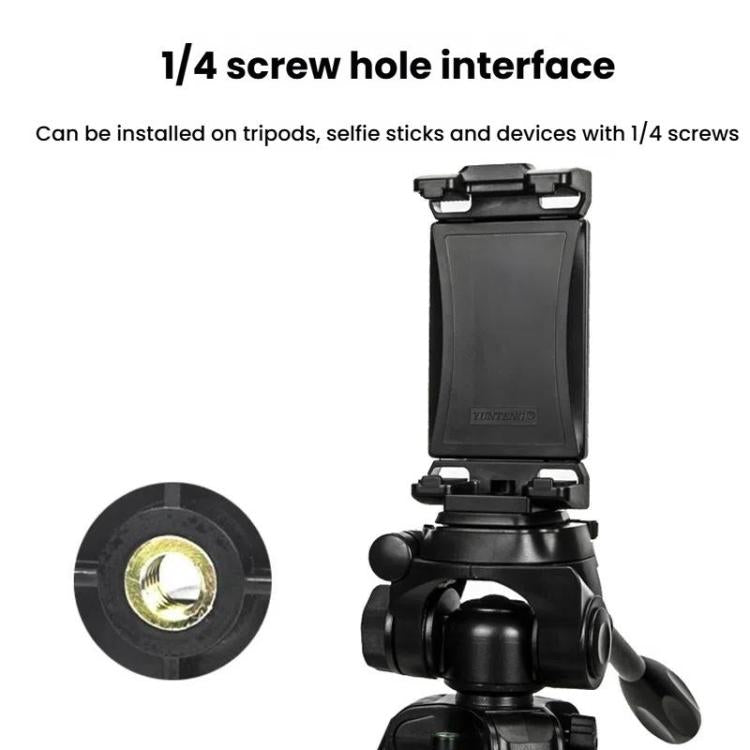 YUNTENG VCT-320 Adjustable Hot Shoe Tablet & Phone Mount Clamp Holder with Dual 1/4 Inch Screw Holes for 5.1-9.9 Inch Devices(Black) - Desktop Holder by YUNTENG | Online Shopping UK | buy2fix