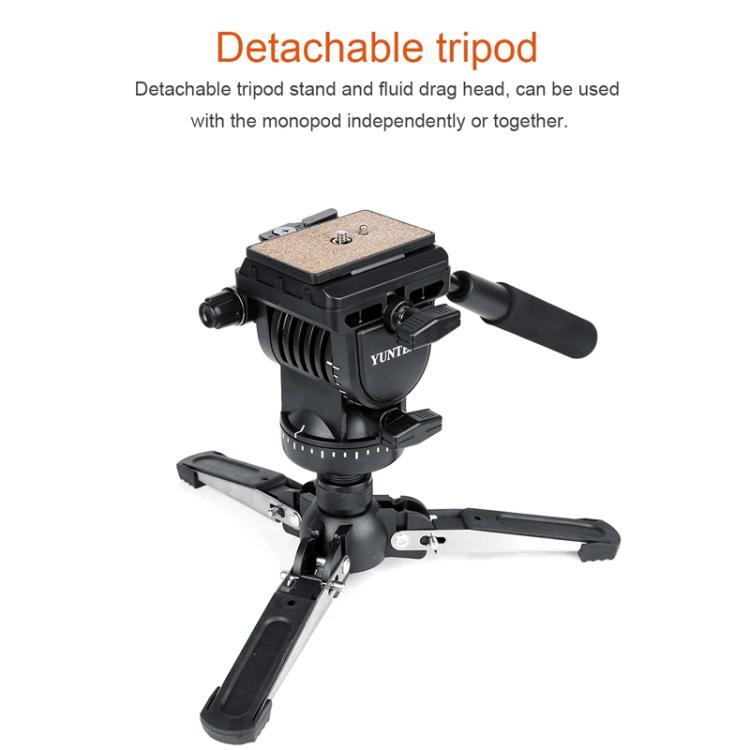 YUNTENG VCT-588 Camera Monopod 65-166cm Aluminum Alloy DSLR Tripod Stand With Hydraulic Ball Head(Black) - Monopods by YUNTENG | Online Shopping UK | buy2fix