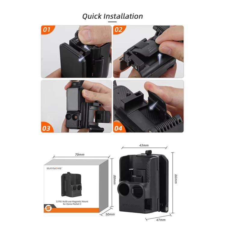 For DJI Osmo Pocket 3 Sunnylife OP3-ZJ761 Magnetic Stand Base Angle Adjustable Multi-functional Desktop Stand Accessories(Black) - Mount & Holder by Sunnylife | Online Shopping UK | buy2fix