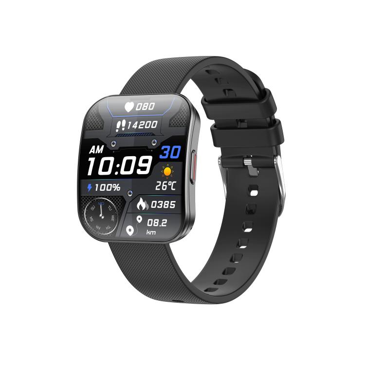 QS08 1.85 Inch Full-Screen Smart Watch with Real-Time Heart Rate/Blood Glucose/Blood Oxygen Monitor, SOS Alert, Sleep Tracking(Black) - Smart Watches by buy2fix | Online Shopping UK | buy2fix