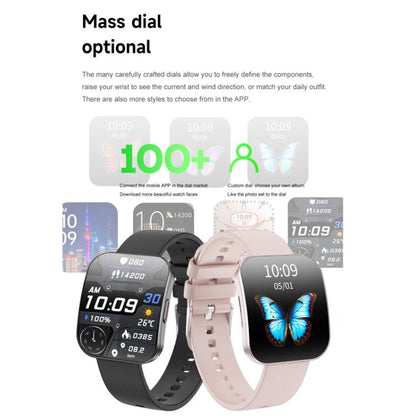 QS08 1.85 Inch Full-Screen Smart Watch with Real-Time Heart Rate/Blood Glucose/Blood Oxygen Monitor, SOS Alert, Sleep Tracking(Black) - Smart Watches by buy2fix | Online Shopping UK | buy2fix
